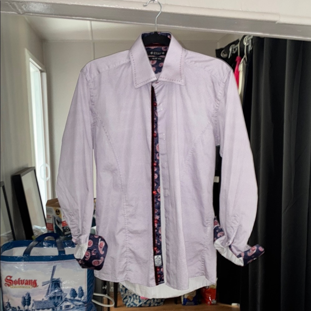 Etzo Slim Fit Men's Purple Dress Shirt Size M